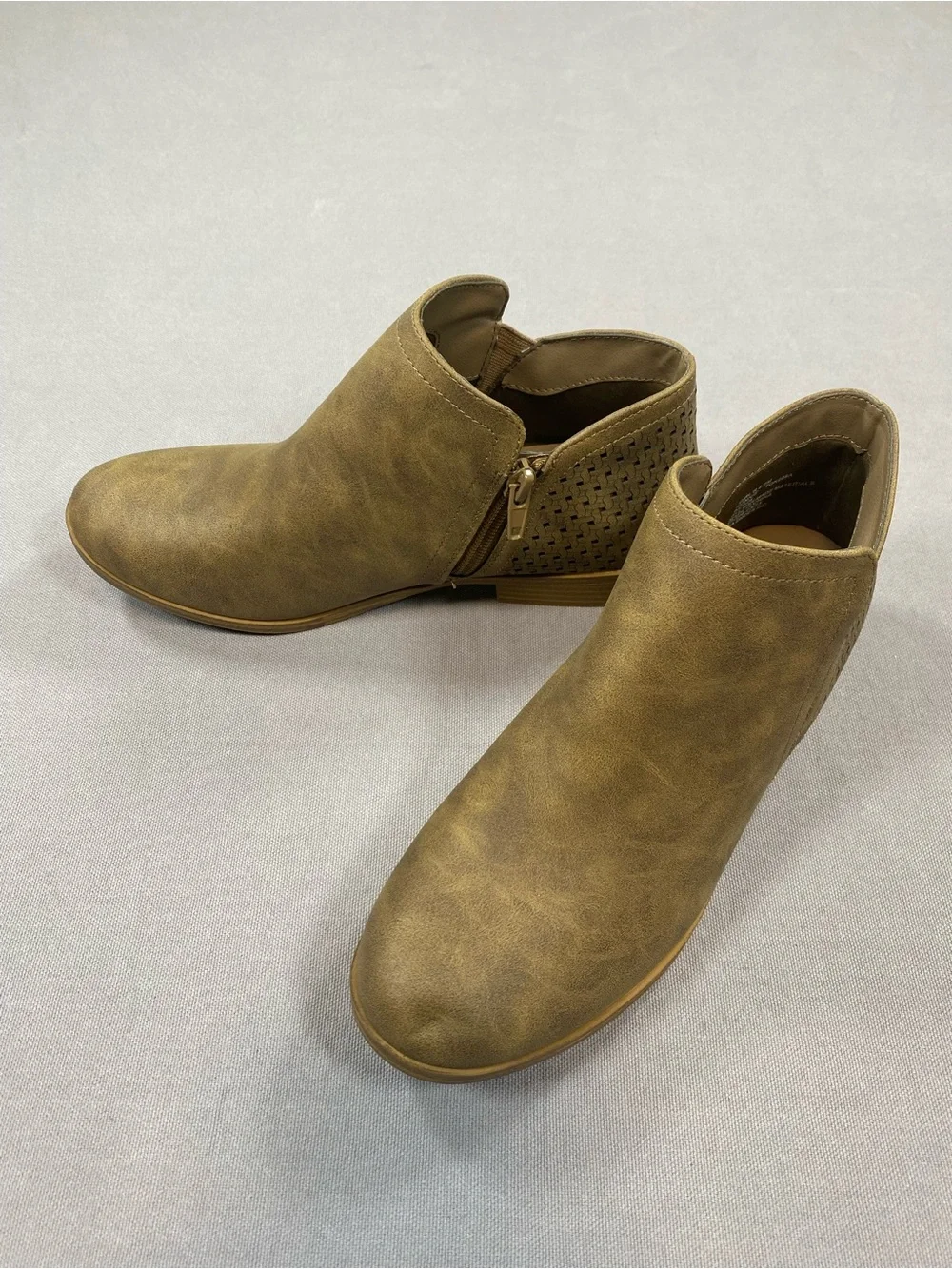 MIA Kids Tan Woven Back Ankle Booties